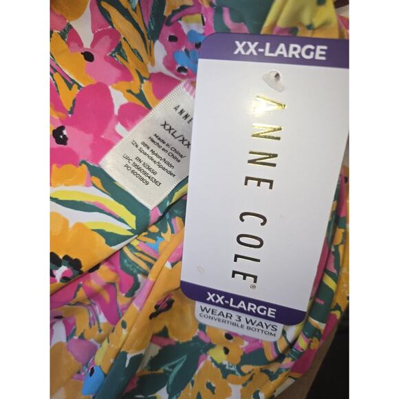 ANNE COLE XXL High Waist Bikini Swim Bottoms Sunshine Floral Beach 3 Way Wear - Picture 4 of 5